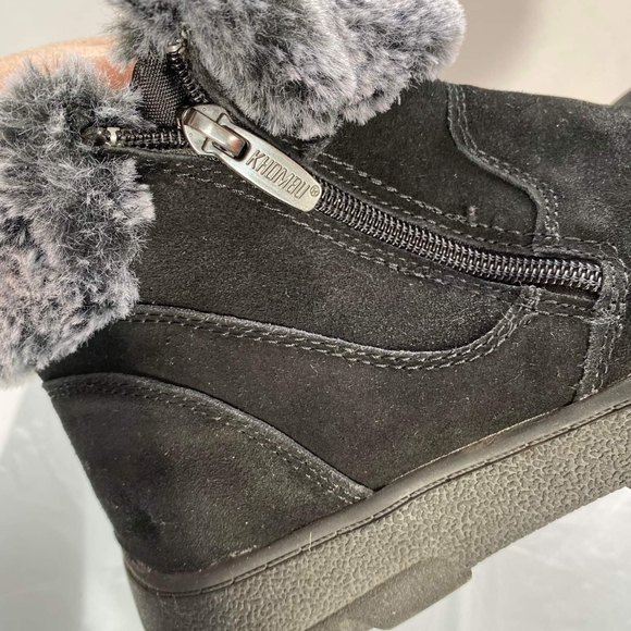 Khombu Jessica Womens Boots Winter Faux Fur Leather Ankle Booties Black Size 7M - Picture 8 of 12